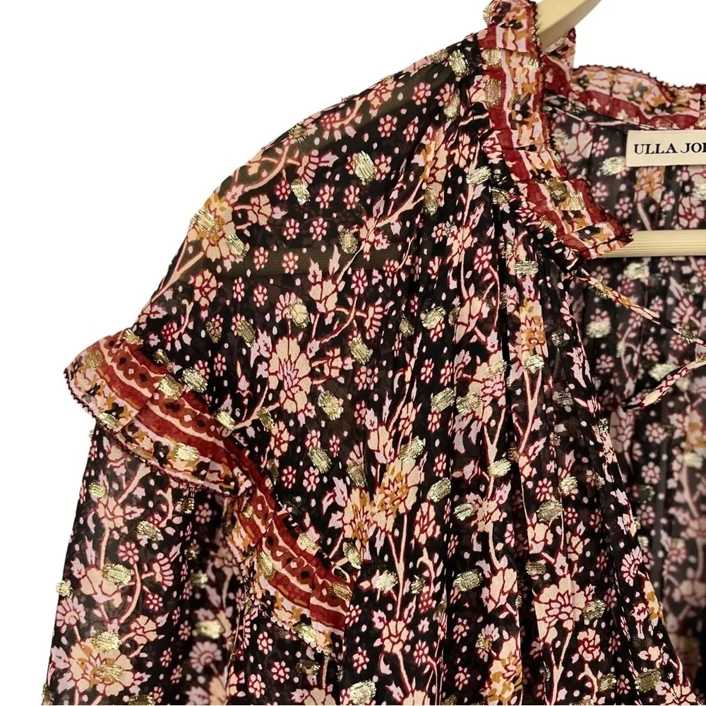 ULLA JOHNSON Erisa Silk Ruffled Boho Dress - Picture 9 of 16